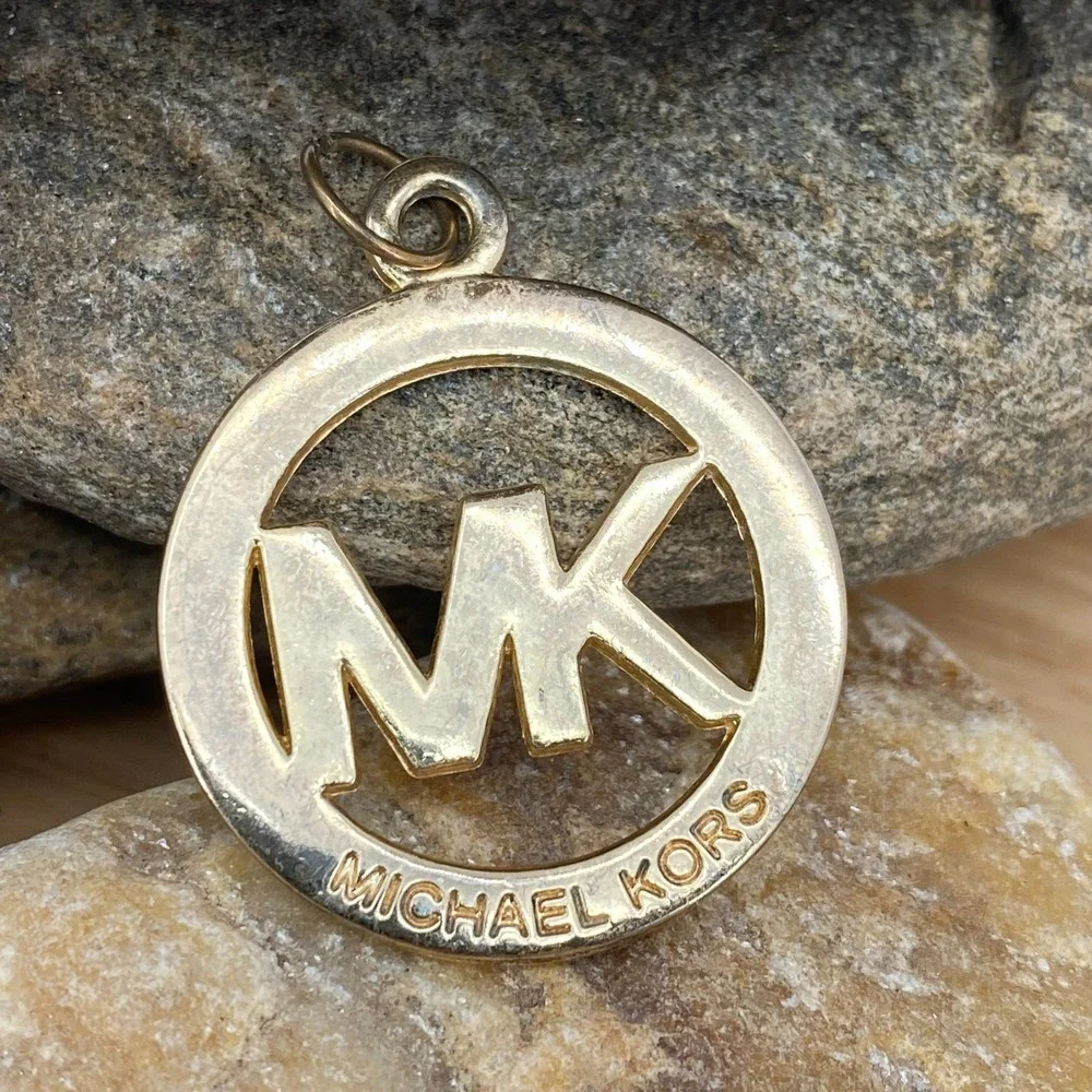 Michael Kors Gold MK Logo Charm for Keychain or Bag Designer Jewelry Accessory